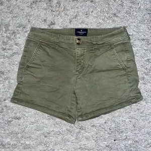 Green Khaki Material Shorts